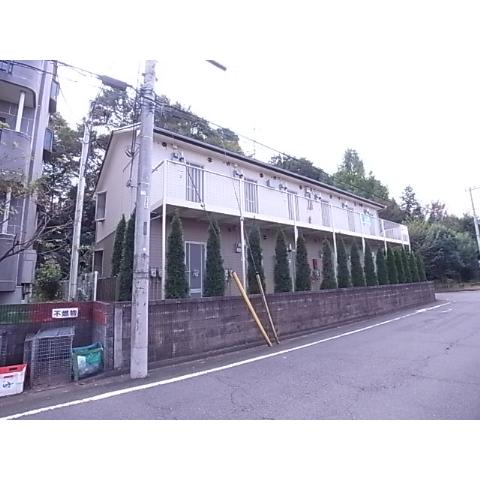 Building appearance. There are bicycle storage with a roof