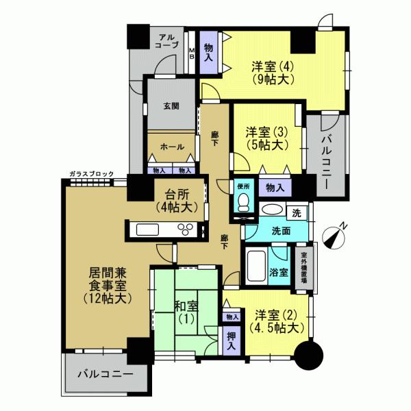 Floor plan. 4LDK, Price 22,700,000 yen, The area occupied 107.4 sq m