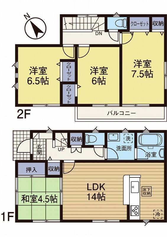 Floor plan. (3 Building), Price 23,300,000 yen, 4LDK, Land area 130.09 sq m , Building area 90.72 sq m
