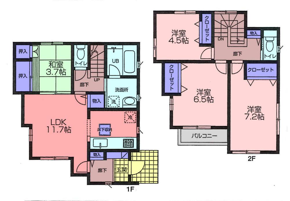 Floor plan. 24,800,000 yen, 4LDK, Land area 113.7 sq m , Building area 85.05 sq m