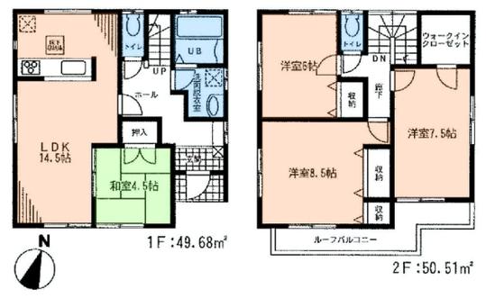 Floor plan. 24,800,000 yen, 4LDK, Land area 130.48 sq m , Building area 100.19 sq m