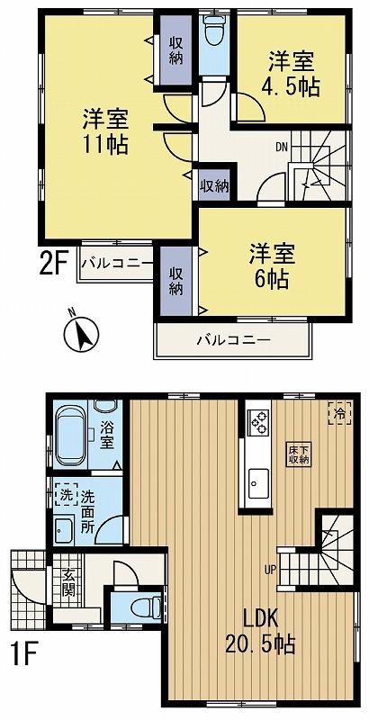 Floor plan. (1 Building), Price 28 million yen, 3LDK, Land area 122.79 sq m , Building area 96.04 sq m
