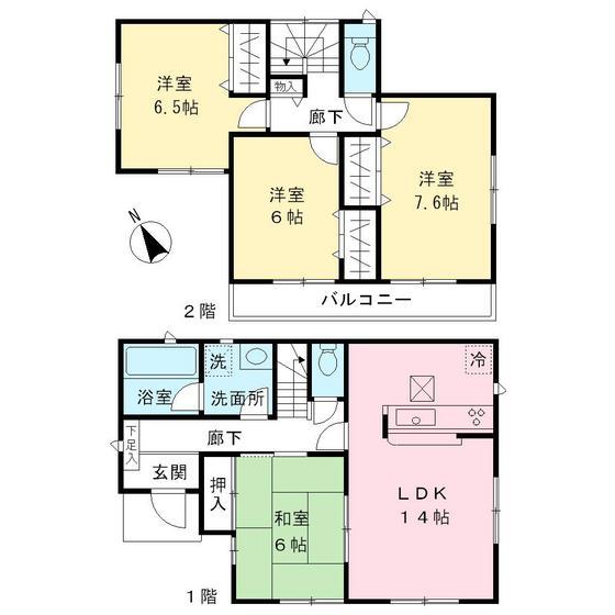 Floor plan. 34,800,000 yen, 4LDK, Land area 120.05 sq m , Building area 94.36 sq m