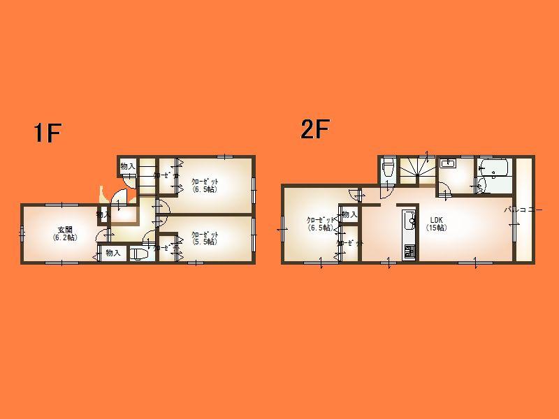 Floor plan. 42,800,000 yen, 4LDK, Land area 88 sq m , Building area 89.86 sq m Floor