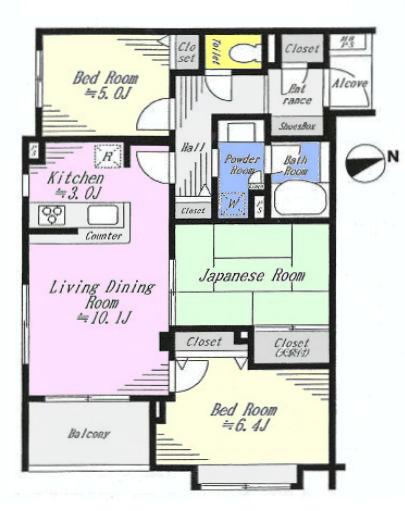 Floor plan. 3LDK, Price 19,980,000 yen, Occupied area 68.93 sq m , Balcony area 5.01 sq m