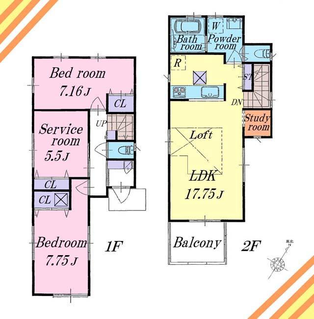 Floor plan. (B Building), Price 32 million yen, 3LDK, Land area 81.48 sq m , Building area 87.34 sq m