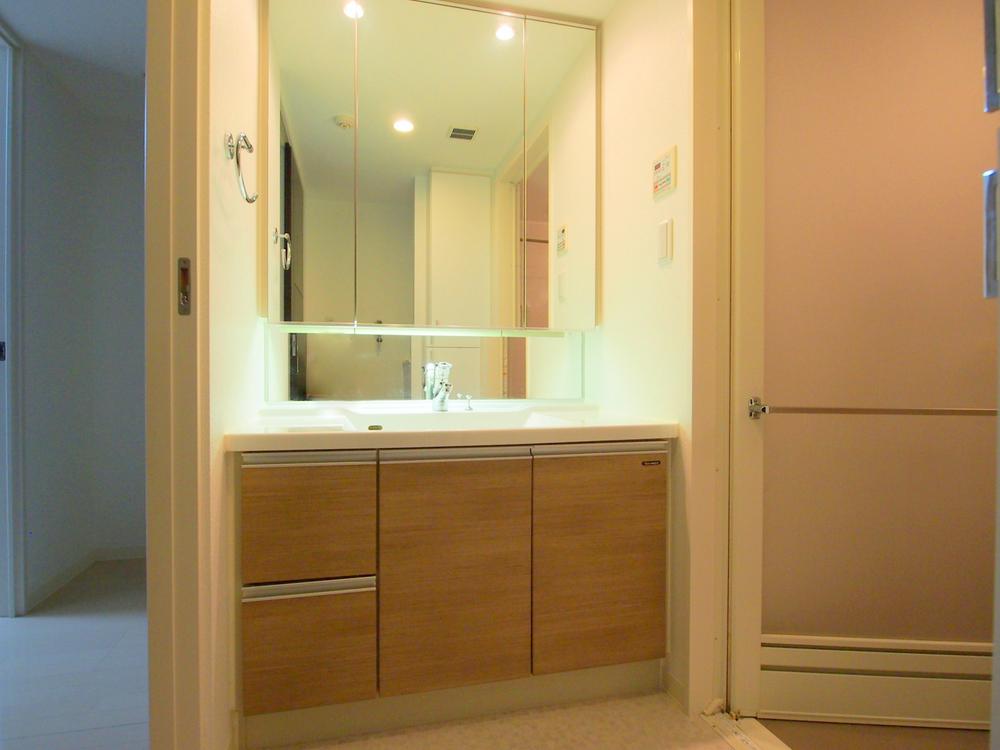 Wash basin, toilet. Washroom