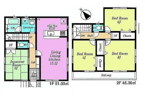 Floor plan. 31,800,000 yen, 4LDK, Land area 102.13 sq m , Building area 96.39 sq m