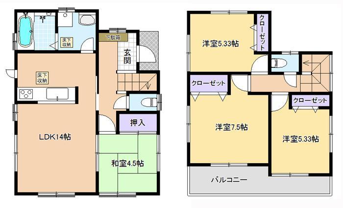 Floor plan. Nantei destination is widely, It is a bright room.