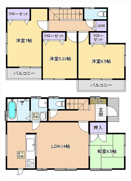 Floor plan. (3 Building), Price 30.5 million yen, 4LDK, Land area 113.29 sq m , Building area 87.47 sq m