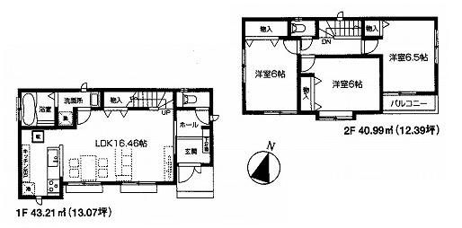 Floor plan. (A Building), Price 37,800,000 yen, 3LDK, Land area 108.29 sq m , Building area 84.2 sq m