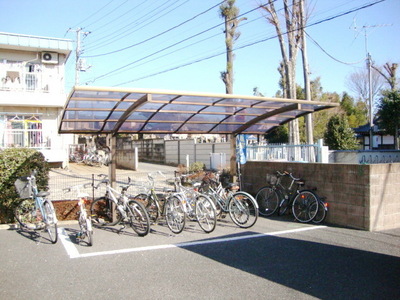 Parking lot. On-site bicycle parking lot