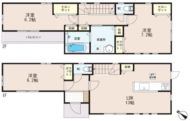 Floor plan. 26,800,000 yen, 3LDK, Land area 76.62 sq m , Building area 82.38 sq m