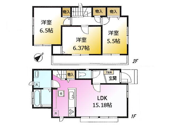 Floor plan. 28,900,000 yen, 3LDK, Land area 97.83 sq m , Building area 77.93 sq m