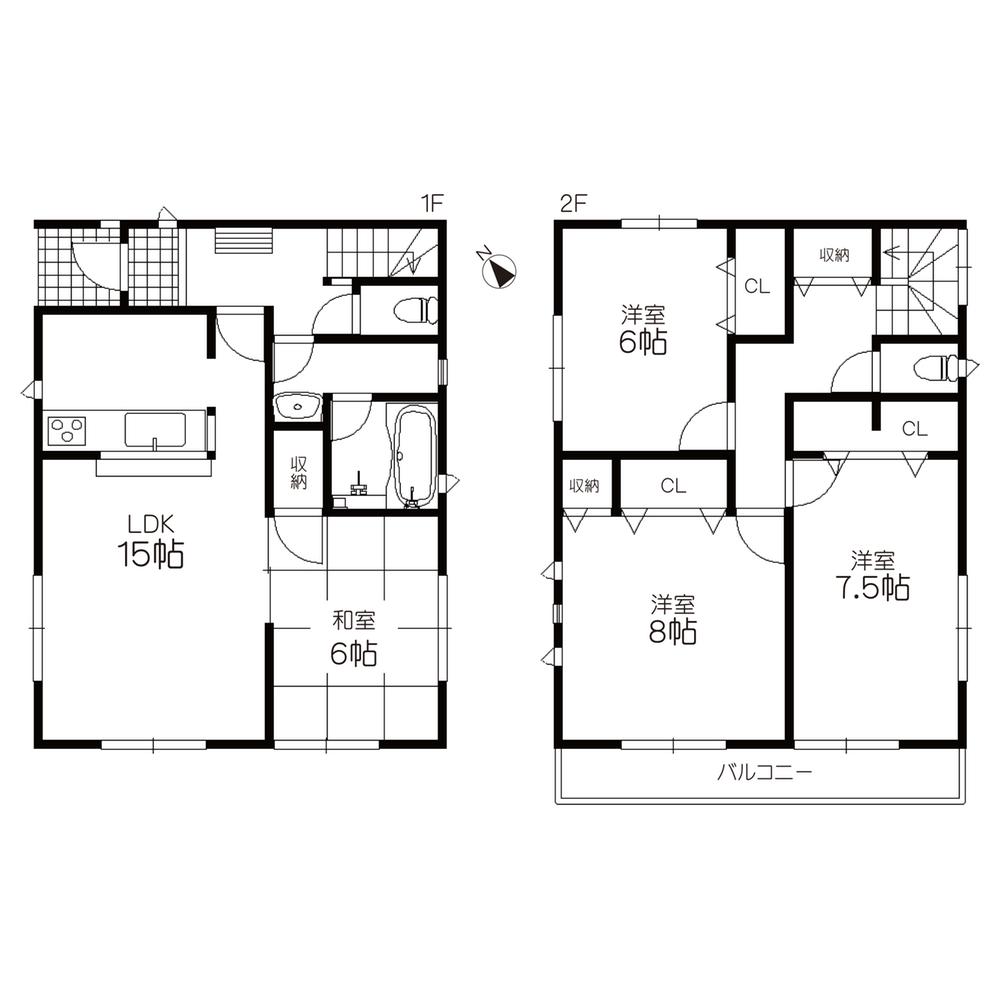 Floor plan. (1 Building), Price 34,800,000 yen, 4LDK, Land area 103.43 sq m , Building area 99.83 sq m