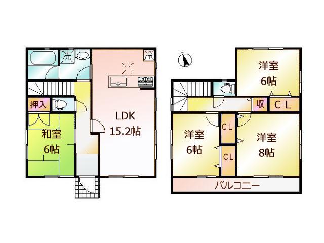 Floor plan. 31,800,000 yen, 4LDK, Land area 102.13 sq m , Building area 96.39 sq m