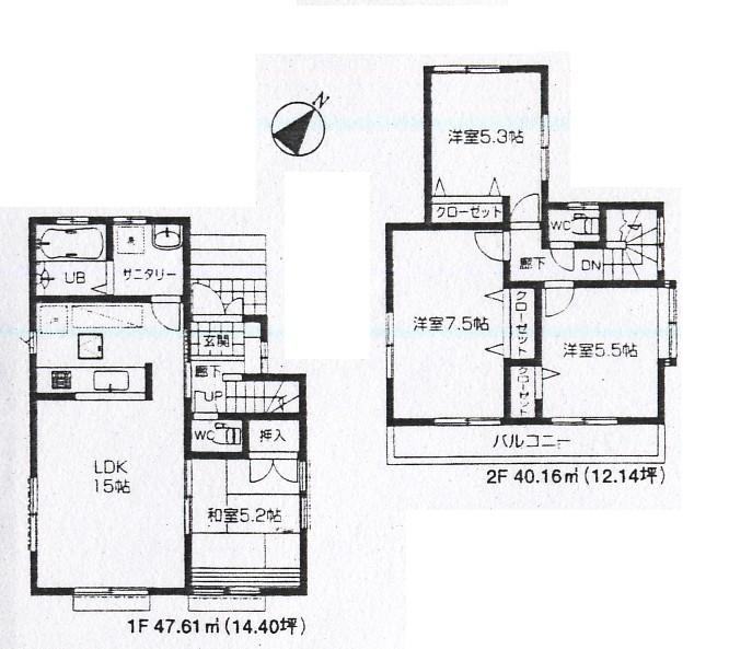 Floor plan. (1 Building), Price 33,800,000 yen, 4LDK, Land area 110.12 sq m , Building area 87.77 sq m