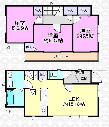 Floor plan. 28,900,000 yen, 3LDK, Land area 97.83 sq m , Building area 77.93 sq m