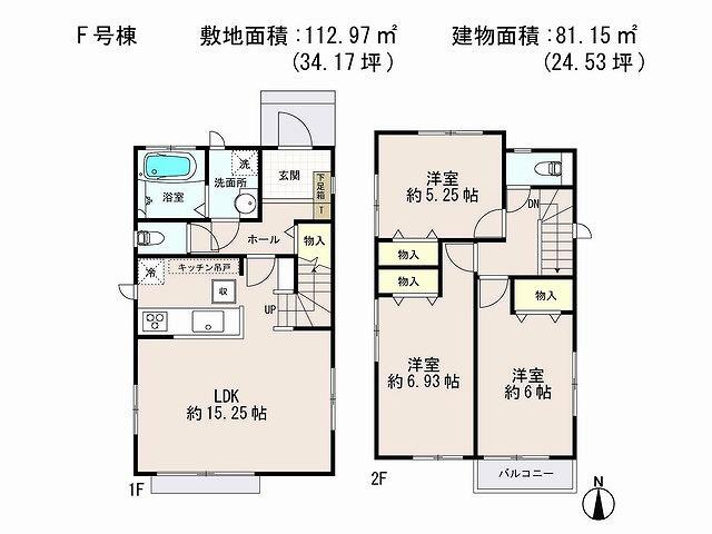 Floor plan. (F Building), Price 24,900,000 yen, 3LDK, Land area 112.97 sq m , Building area 81.15 sq m