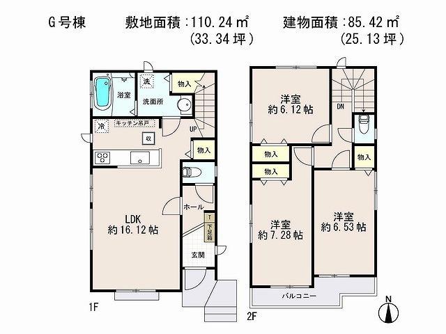 Floor plan. (G Building), Price 31,800,000 yen, 3LDK, Land area 110.24 sq m , Building area 86.42 sq m