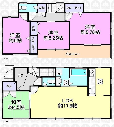 Floor plan. (Building 2), Price 30,800,000 yen, 4LDK, Land area 100 sq m , Building area 95.64 sq m