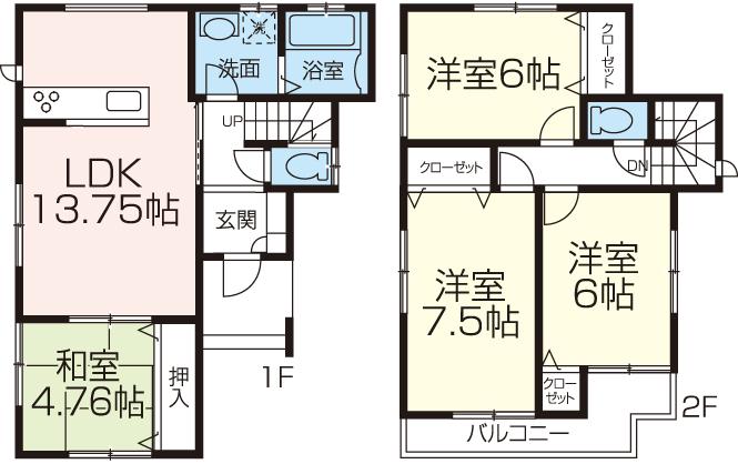 Building plan example (floor plan). Building plan example (B No. land) Building Price 12,690,000 yen, Building area 89.23 sq m