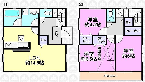 Floor plan. (1 Building), Price 35,800,000 yen, 3LDK, Land area 100.1 sq m , Building area 78.57 sq m