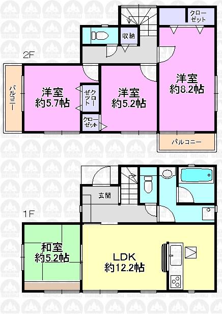 Floor plan. (1 Building), Price 27,800,000 yen, 4LDK, Land area 110.35 sq m , Building area 87.48 sq m