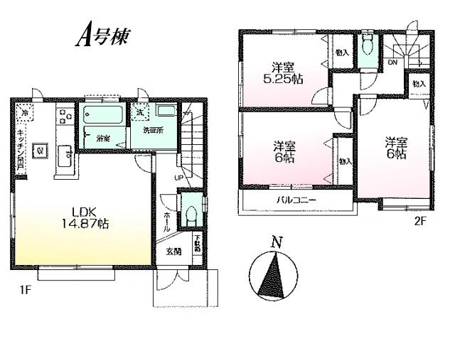 Floor plan. 35,800,000 yen, 3LDK, Land area 113.97 sq m , Building area 78.86 sq m Higashimurayama Kumegawa cho 4-chome A Building Floor plan