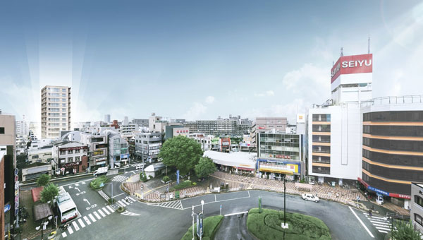 Seibu Shinjuku Line "Kumegawa" Station ※ Which was the CG synthesizing <Lions Kumegawa Station> Exterior - Rendering the cityscape photo of the October 2013 shooting, In fact a slightly different.
