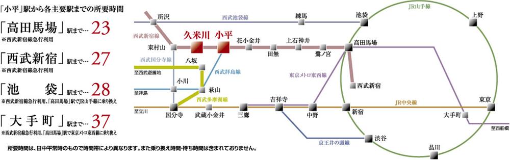 route map. 23 minutes until the "Takadanobaba" station in the express use than Kodaira Station! And commuting ・ School is also convenient.