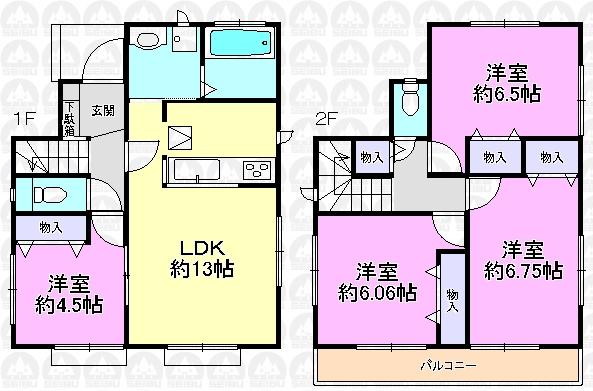 Floor plan. (A Building), Price 29,800,000 yen, 4LDK, Land area 110 sq m , Building area 87.05 sq m