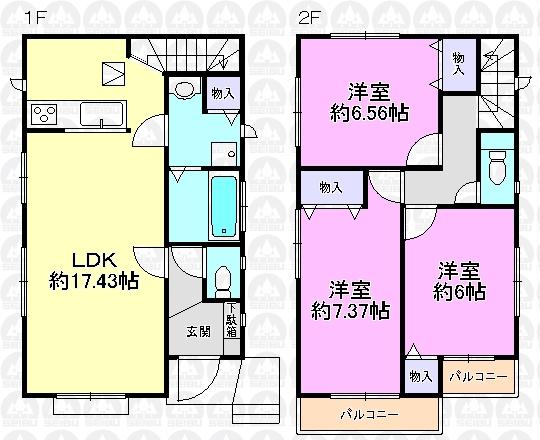 Floor plan. (J Building), Price 29,800,000 yen, 3LDK, Land area 110.08 sq m , Building area 87.14 sq m