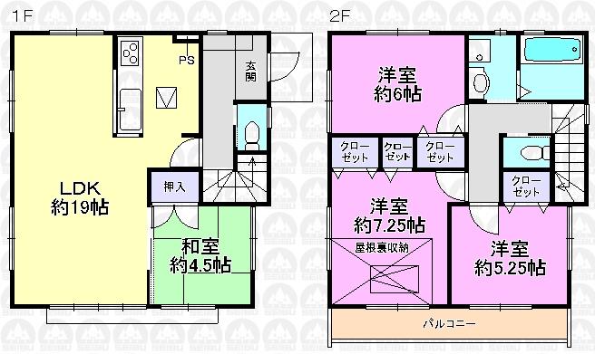 Floor plan. (4 Building), Price 34,800,000 yen, 4LDK, Land area 119.17 sq m , Building area 94.76 sq m