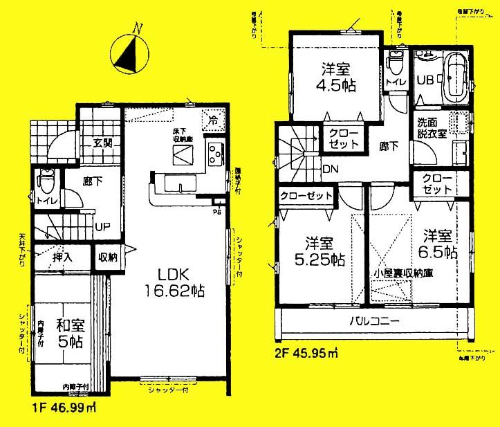 Floor plan. 34,800,000 yen, 4LDK, Land area 90.68 sq m , Building area 92.94 sq m