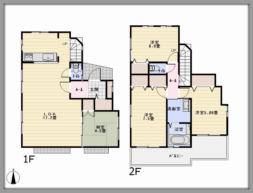 Floor plan. (1 Building), Price 40,800,000 yen, 4LDK, Land area 115.19 sq m , Building area 99.83 sq m