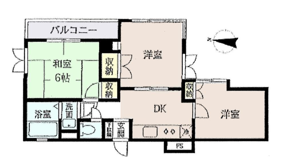 Floor plan. 3DK, Price 9.3 million yen, Occupied area 43.48 sq m , Balcony area 3.69 sq m floor plan