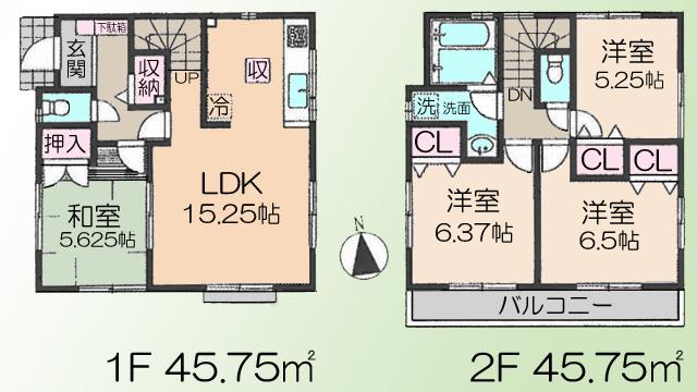 Floor plan. (1 Building), Price 24,800,000 yen, 4LDK, Land area 115.1 sq m , Building area 91.5 sq m
