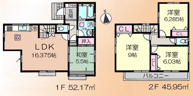 Floor plan. (5 Building), Price 22,800,000 yen, 4LDK, Land area 100.1 sq m , Building area 98.12 sq m