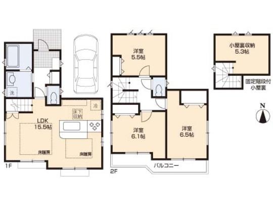 Floor plan. 34,800,000 yen, 3LDK, Land area 103.07 sq m , Building area 80.97 sq m floor plan