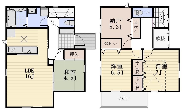 Floor plan. (Building 2), Price 41,800,000 yen, 3LDK+S, Land area 130.05 sq m , Building area 95.84 sq m