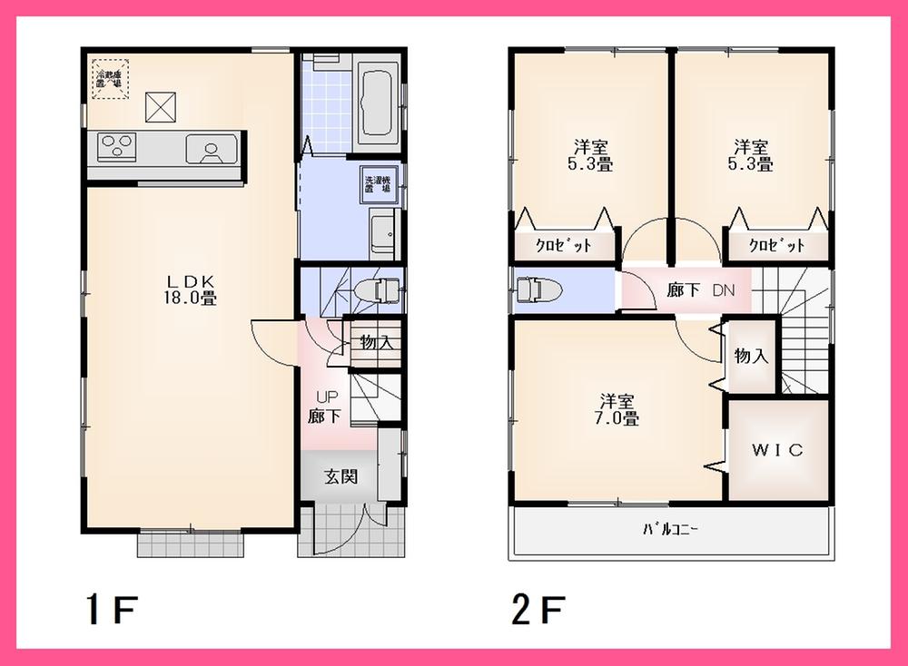 Floor plan. (Building 2), Price 38,800,000 yen, 3LDK, Land area 110.33 sq m , Building area 86.11 sq m