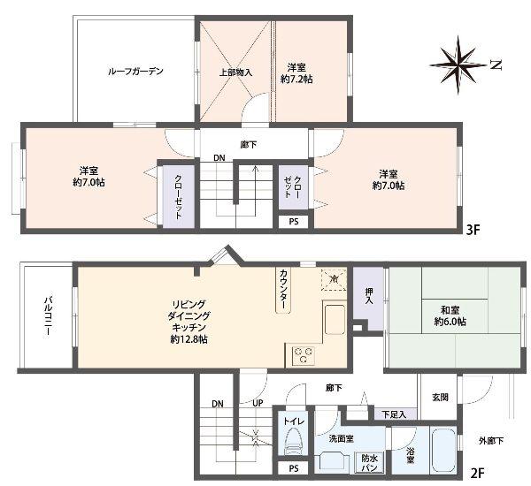 Floor plan. 4LDK, Price 15.8 million yen, Occupied area 96.61 sq m , Balcony area 3.97 sq m