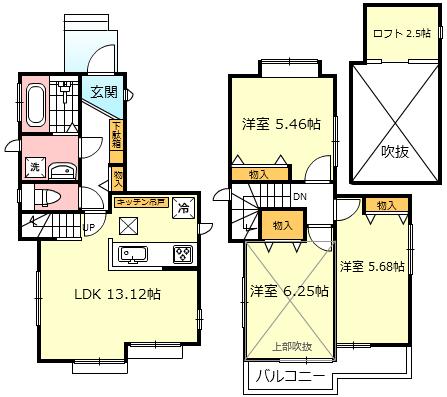 Floor plan. (1 Building), Price 24,800,000 yen, 3LDK, Land area 90.62 sq m , Building area 72.44 sq m
