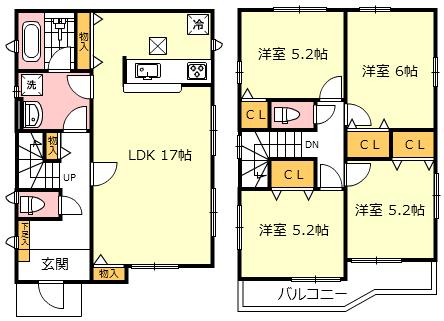 Floor plan. (Building 2), Price 34,800,000 yen, 4LDK, Land area 116.09 sq m , Building area 92.34 sq m
