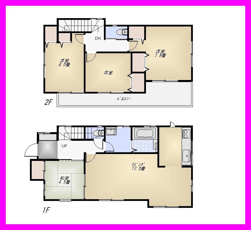 Floor plan. (4 Building), Price 36,800,000 yen, 4LDK, Land area 128.87 sq m , Building area 97.08 sq m