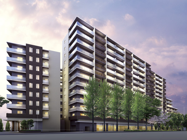 Features of the building.  [Design to take advantage of the rich assets owned by the forest of Tamadaira] Town Planning of Tamadaira of forest to expand the renovation while important to inherit the existing rich green and living culture. Aiming to design the town and go deeply involved with so much of the great assets, While to cherish the privacy of a mansion, That build a good relationship between the house and the town was in this theme. (Exterior view)