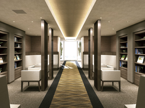 Shared facilities.  [Library room and study room] Is impressive wall of brick that warm, Provide a public space for relaxation. "Library room" to enjoy reading in the calm atmosphere. Able to use it as a second study, "study room" is, It is the space of the room. (Rendering CG)