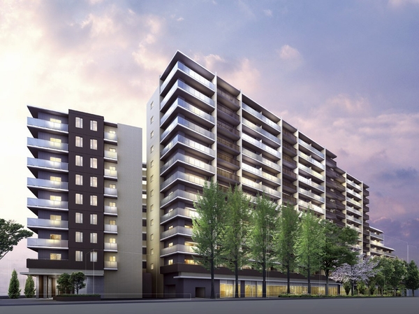 Modern design by the earth tones of the two-tone is in harmony with the lush green streets, It creates the appearance worthy of the landmark (Exterior view)