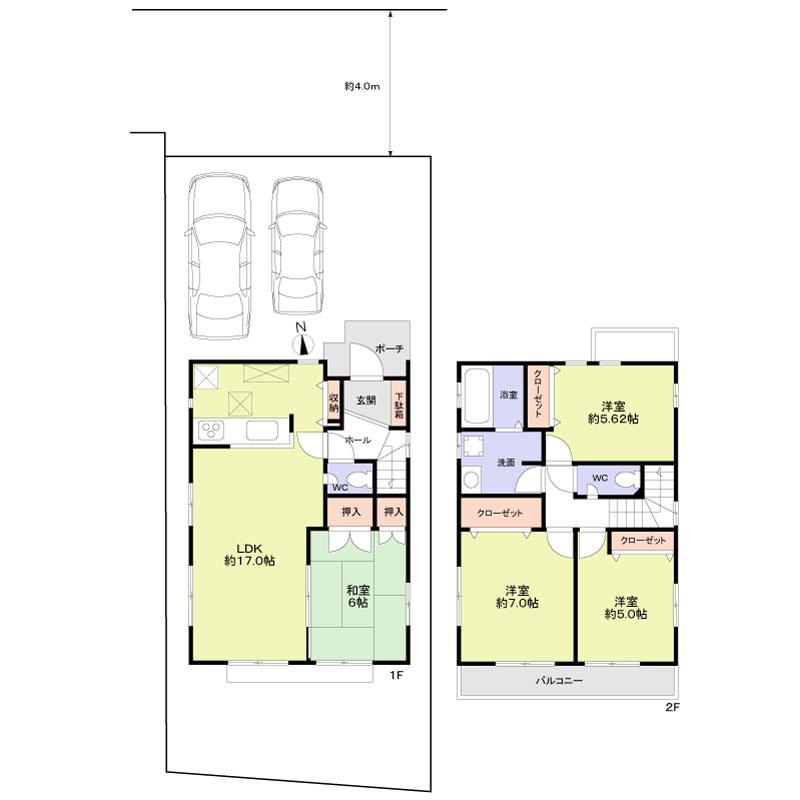 Floor plan. 39,900,000 yen, 4LDK, Land area 122.9 sq m , Building area 95.84 sq m